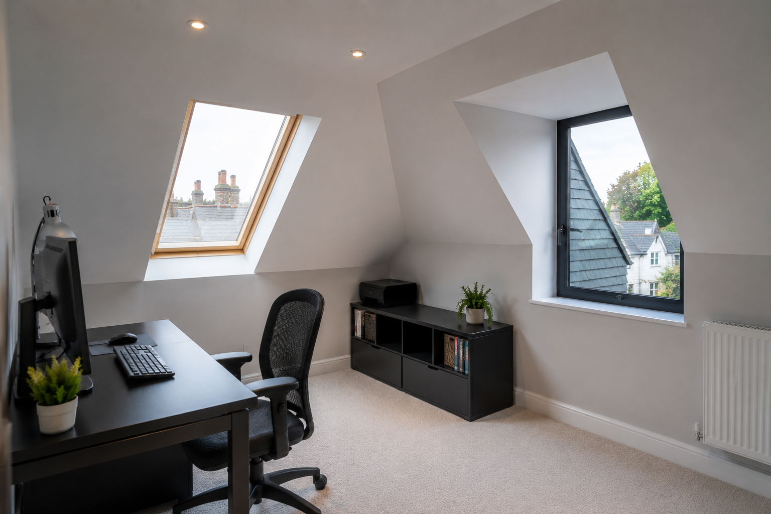 Attic conversion home office with dormer window, Dublin